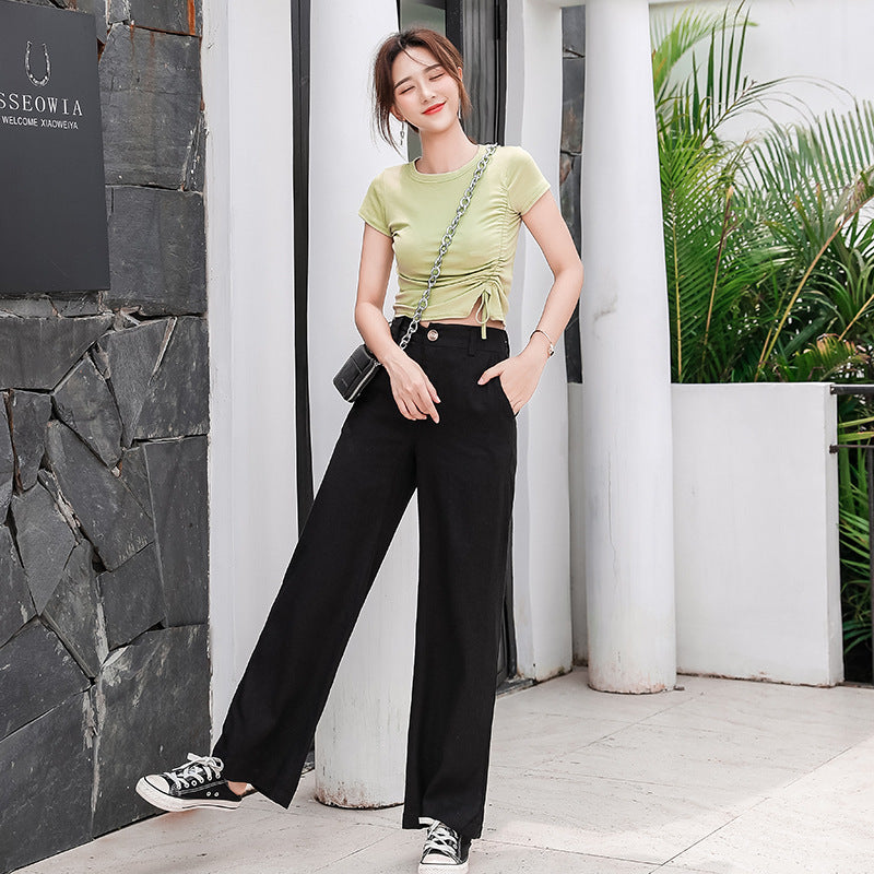 Women's Linen-Blend Wide-Leg Pants - alternate view
