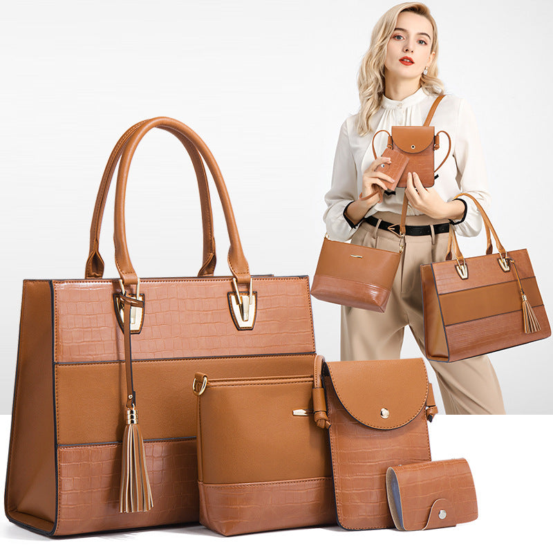 Finiks Gravity | Crocodile-Embossed Handbag & Crossbody Four-Piece Set | Product image 4