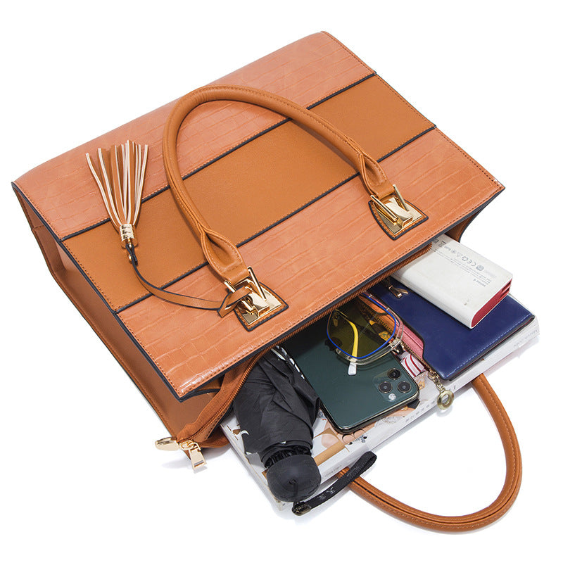 Crocodile-Embossed Handbag & Crossbody Four-Piece Set - alternate view