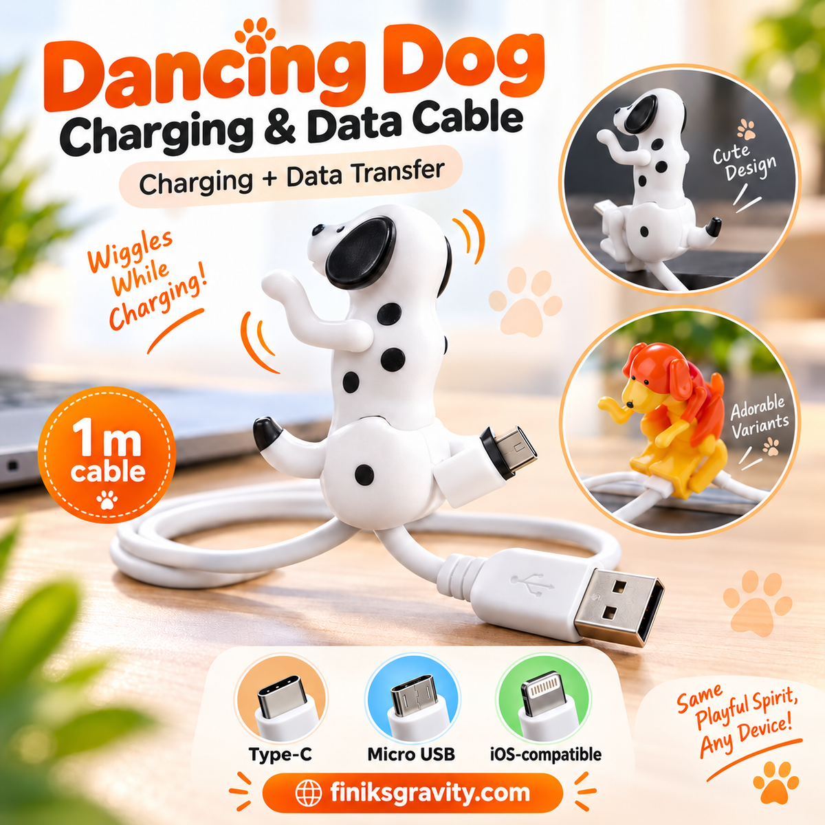 Finiks Gravity | Dancing Dog 1M Charging & Data Cable | Product image 1