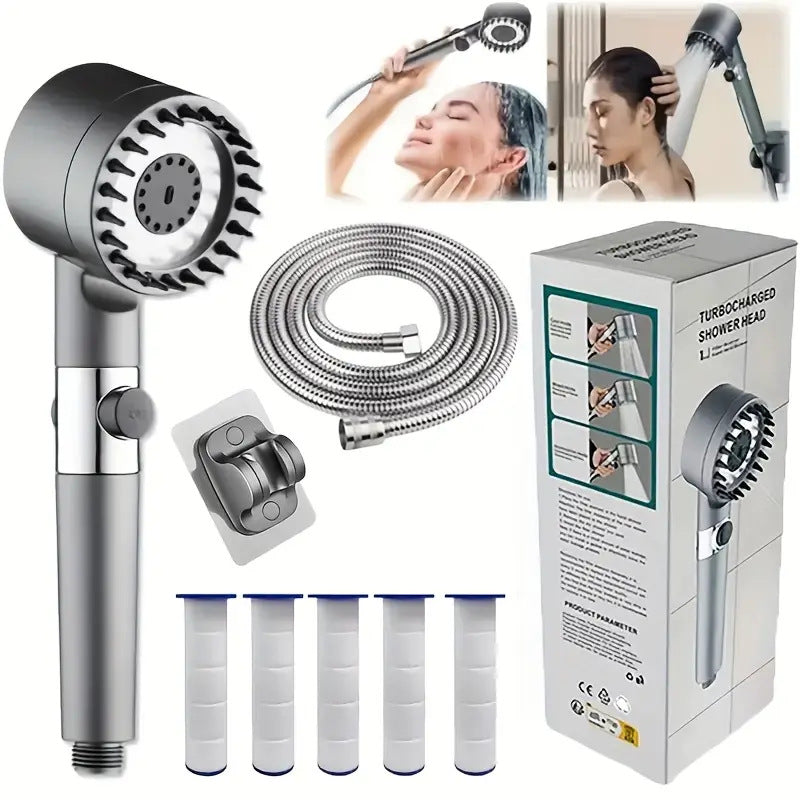 Advanced High-Pressure Filtered Shower Head & Hard Water Purifier