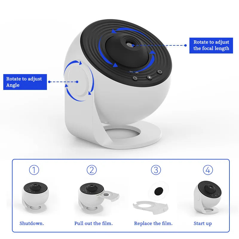 Galaxy projector adjustable focus and viewing angle